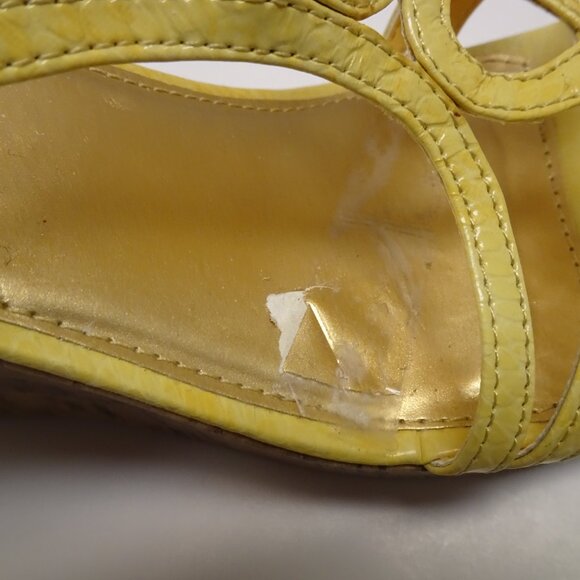 Seychelles Yellow Stripe cork Stacked Heel wedges 8 - Picture 4 of 5